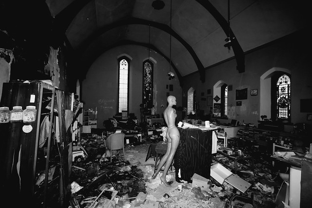 Abandoned Church once lived in by an eccentric hoarder hence its name The Hoarders Church!
