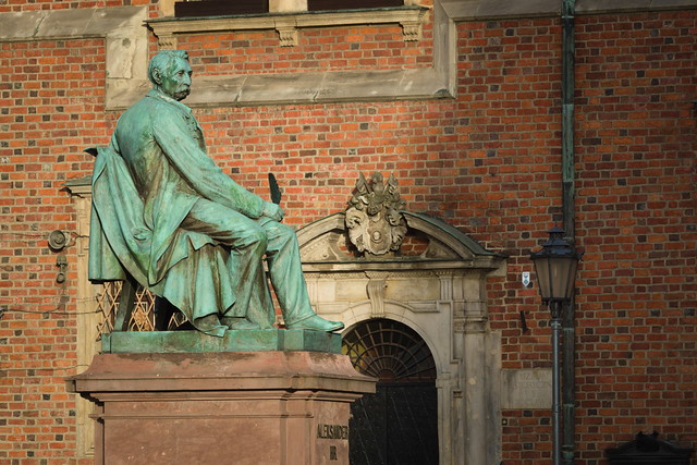 Wrocław, market square, monument to the writer Aleksander Fredro