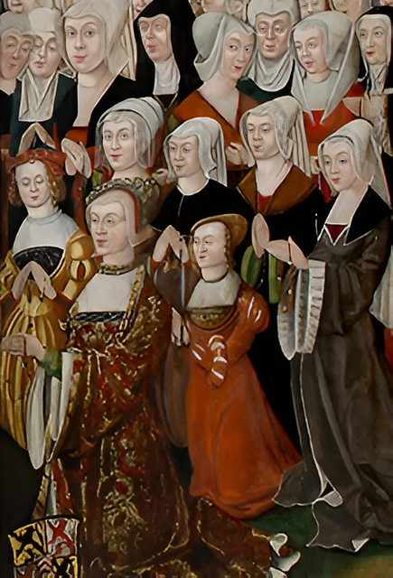 Anne of Cleves, Wife of Henry VIII, Dressed in Yellow at Left, with her Mother and Sister