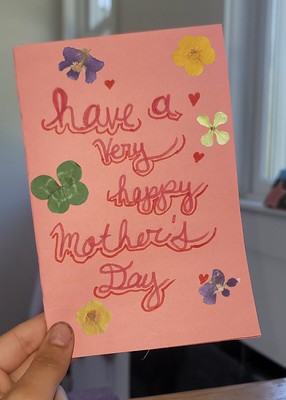 Mothers day card with pressed flowers