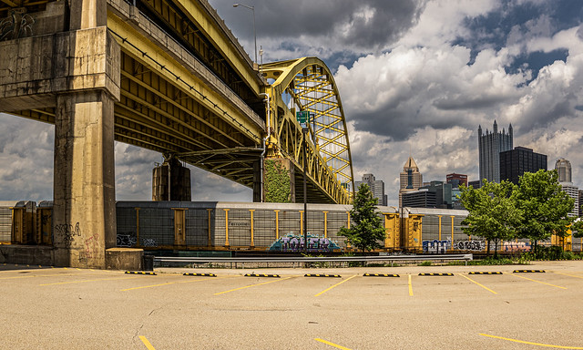 CSX Freight Train Under The Ft Pitt Bridge Pittsburgh