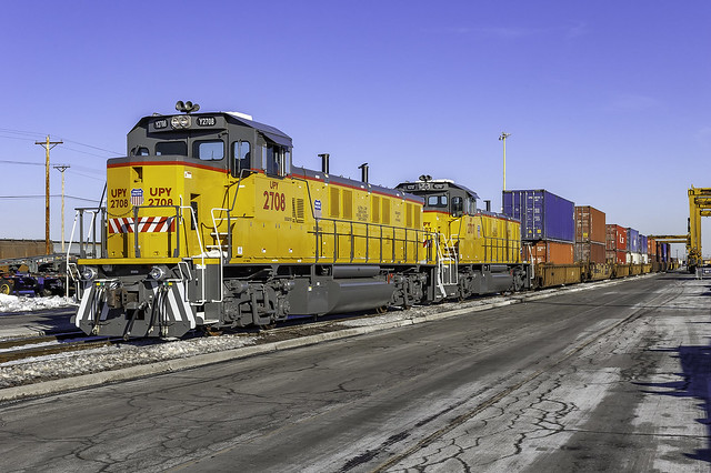 UPY 2708, and UPY  2707, New NRE 3GS21B gensets, at the Proviso Global II Intermodal Yard in Northlake IL 2-18-07 © Paul Rome