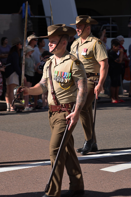 ANZAC Day commemorative march, Darwin city, 25 April 2024, Northern Territory, Australia.