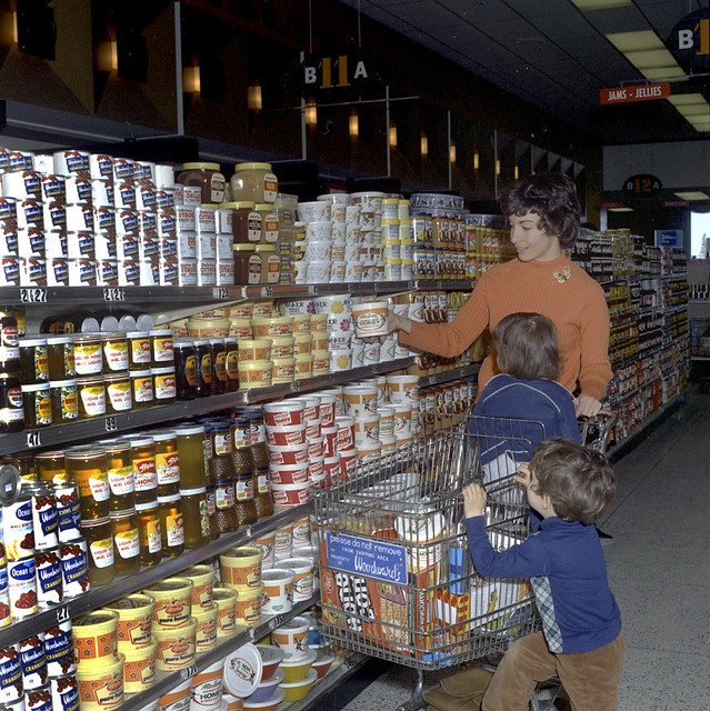 Honey section, Woodward's Food Department, Northgate Mall, Edmonton, Alberta, 1974