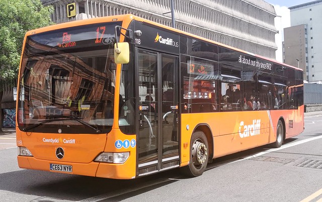 Cardiff Bus 118 is heading along Westgate Street while on route 17 to Ely via Canton. - CE63 NYR - 19th May 2022