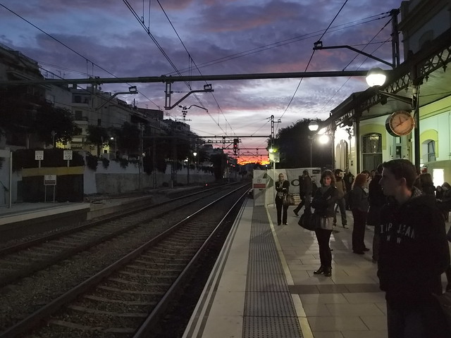Waiting for the early train, Sitges, Spain