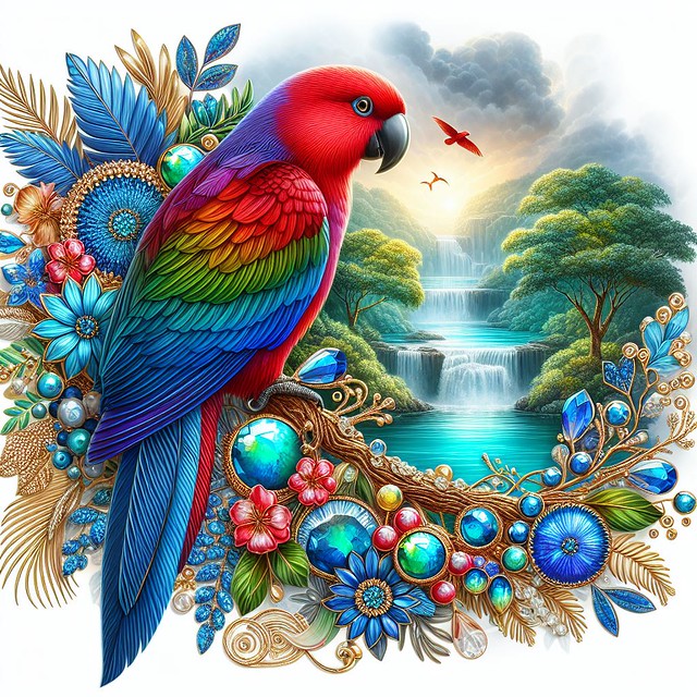 Tropical Parrots (Jewelled)