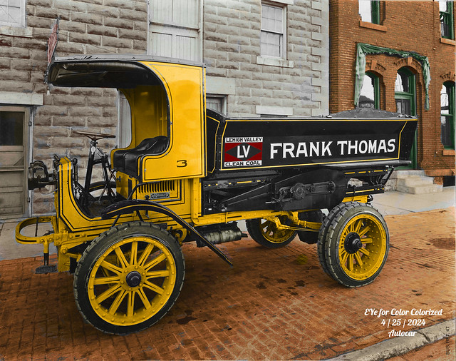 1900's Autocar  Coal delivery truck someplace in Batavia NY. (Genesee County History Dept.) Colorized