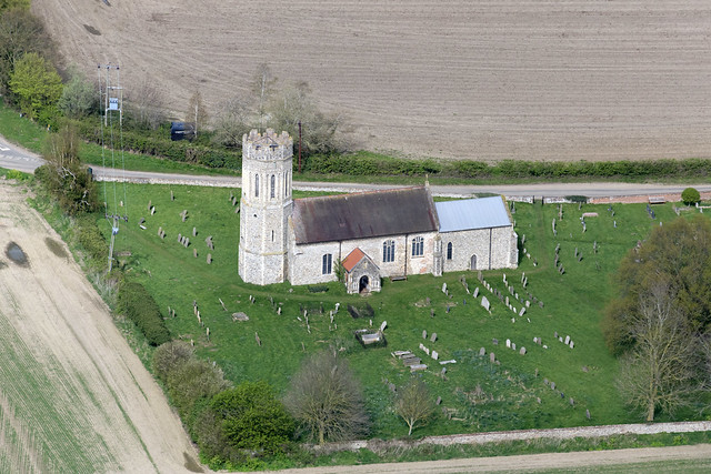 Toft Monks aerial image - St Margaret's Church