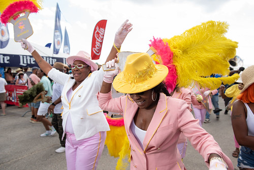 Lady Pigeon Town Steppers parade at Jazz Fest on April 25, 2024. Photo by Ryan Hodgson-Rigsbee.
