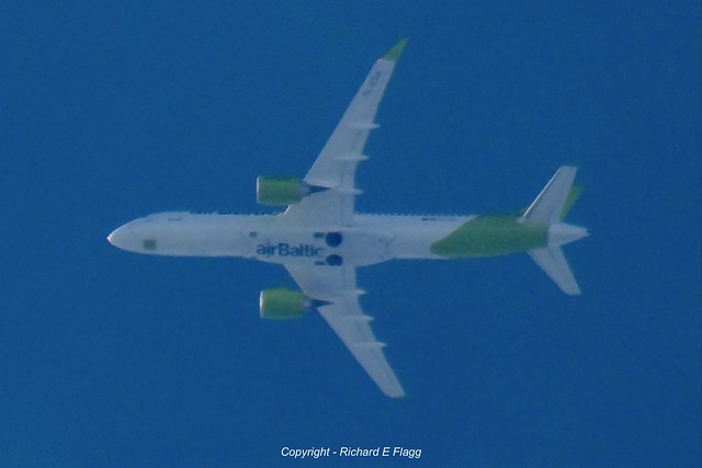 YL-CSA : Airbus A220-300 over Norfolk.