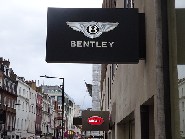 just a Bugatti sign... Ferrari / Bentley dealership London