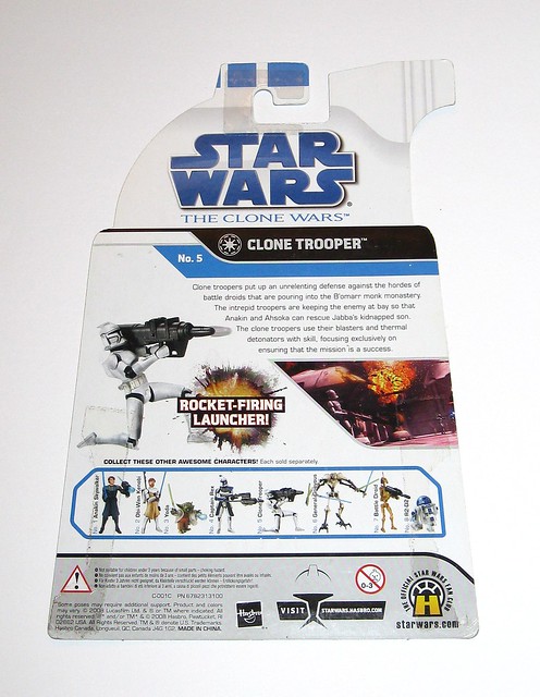 clone trooper dirty version with rocket firing launcher no. 5 star wars the clone wars basic action figures blue 2008 wave 1 hasbro 7 m