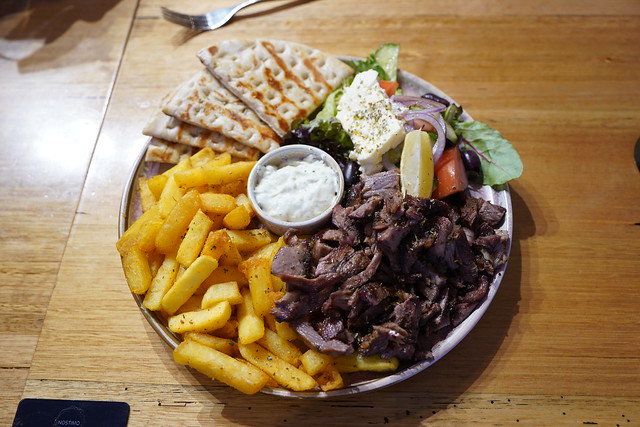 Lamb gyros open plate AUD30 - Nostimo Greek Restaurant, Elsternwick