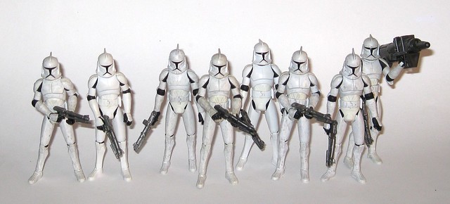 clone trooper clean and dirty versions no. 5 star wars the clone wars basic action figures blue 2008 wave 1 hasbro  x 8