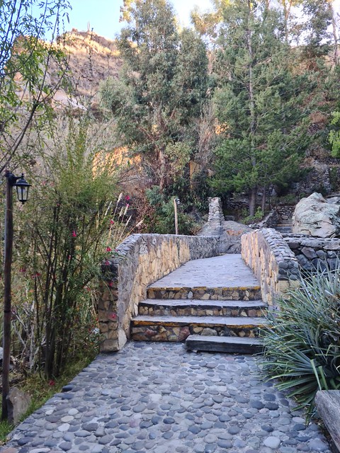 Bridge by the hotel, Colca Valley near Chivay, Arequipa, Peru
