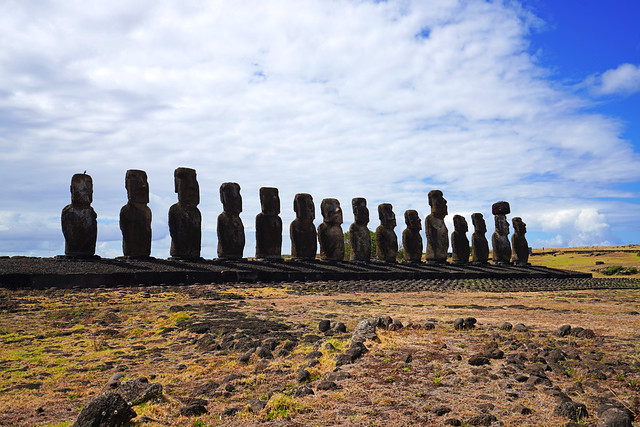 15 moai of Ahu Tongariki, Easter Island