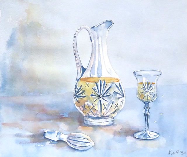 853. Decanter and glass.