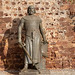 Silves, Portugal - January 23, 2020: Statue of Sancho I of Portugal, outside the main entrance to the Silves Castle