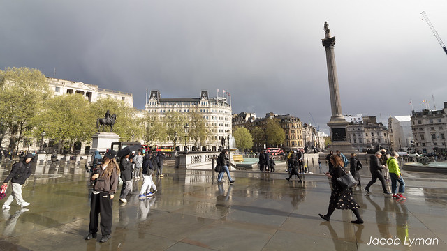 Trafalgar Square in a Sunshower