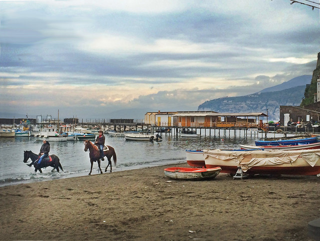 Cavalli sulla Spiaggia di Sorrento