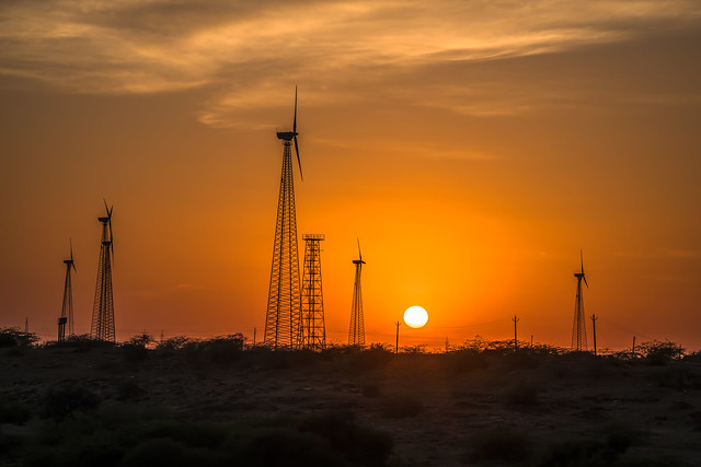 Magnificent Sunset and Windmills