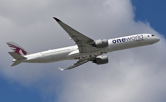 Qatar Airways Oneworld Livery A350-1041 (A7-ANE) LAX Takeoff 4