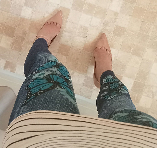 My view in my new leggings and nude stilettos