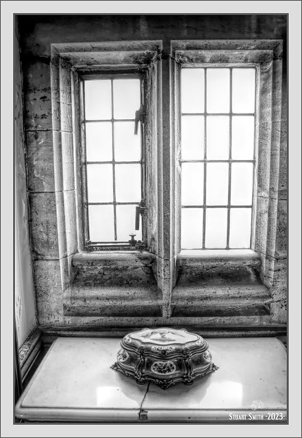 Window, Bamburgh Castle, Bamburgh, Northumberland, England UK