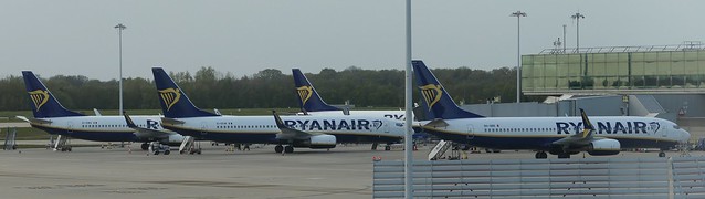 Boeing B737 Ryanair Ei-DWO EI-EKW & 9H-QBR in STN Standsted Airport London England