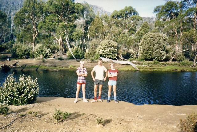 Trav, Clint and I at the edge of the Narcissus River, 1988