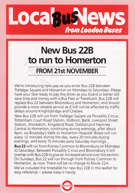 New Bus 22B to run to Homerton
