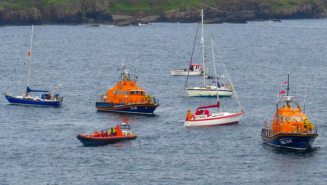 {RNLB ROY BARKER II} 14-20 All weather Class Longhope Relief Tamar Class {RNLB Peter and Lesley-Jane Nicholson} 16-01 attending Memorial service  Wick.