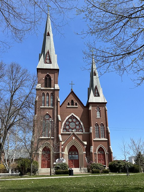 St. Patrick’s Catholic Church (former). Bates Street. Lewiston, Maine. Built 1887-90 using the Gothic Revival Style.