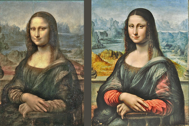 Confrontation of Louvre (left) versus Prado (right) Gioconda