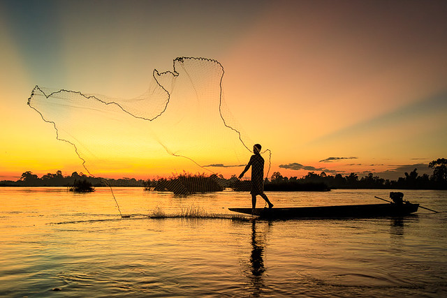 Morning Mekong river fisher I