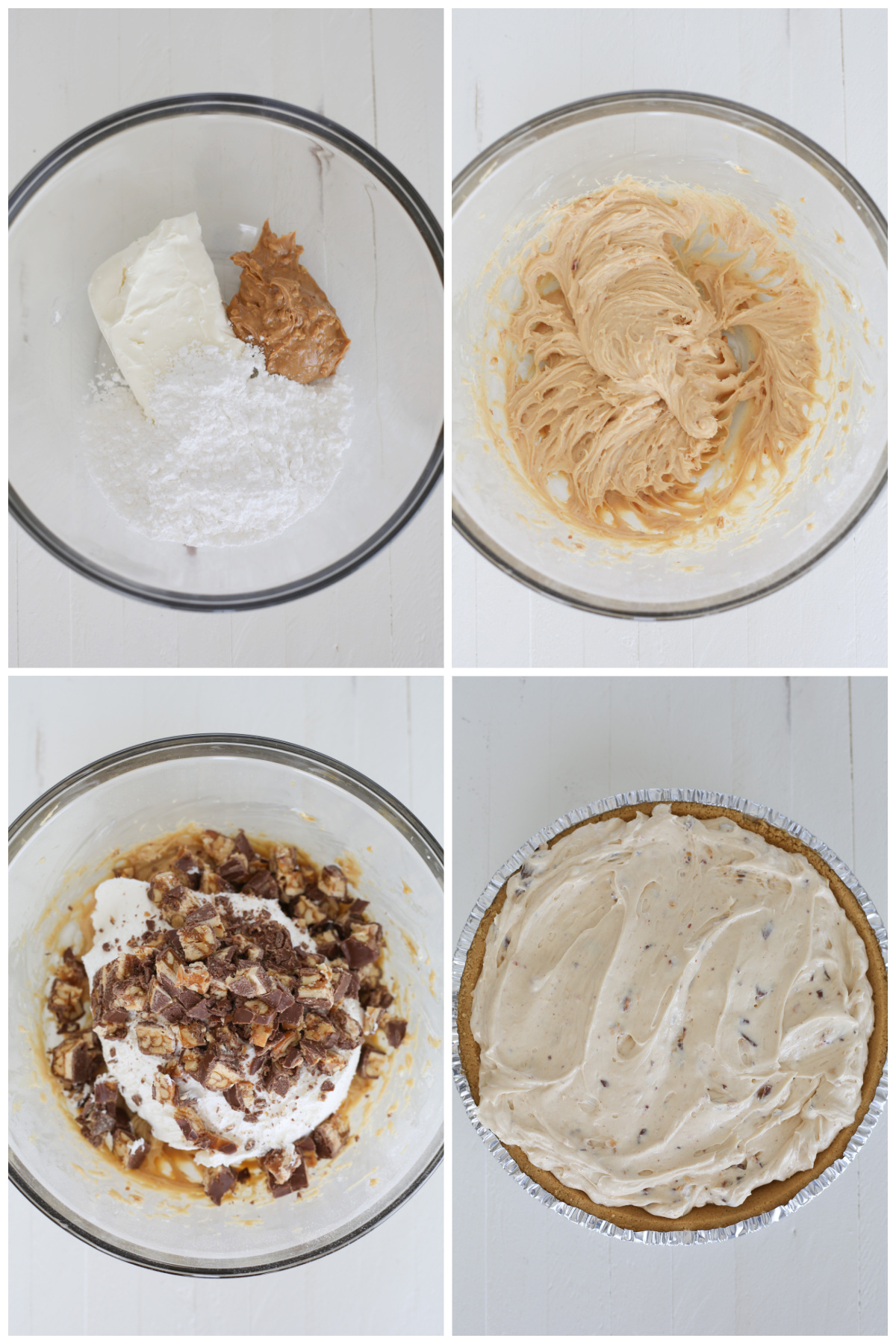 How to make No Bake Snickers Pie
