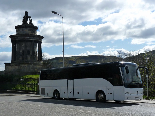 Eazy Coach Hire of Lochgelly Temsa HD12 RHD YJ18AYO at Regent Road, Edinburgh, on 16 April 2024.