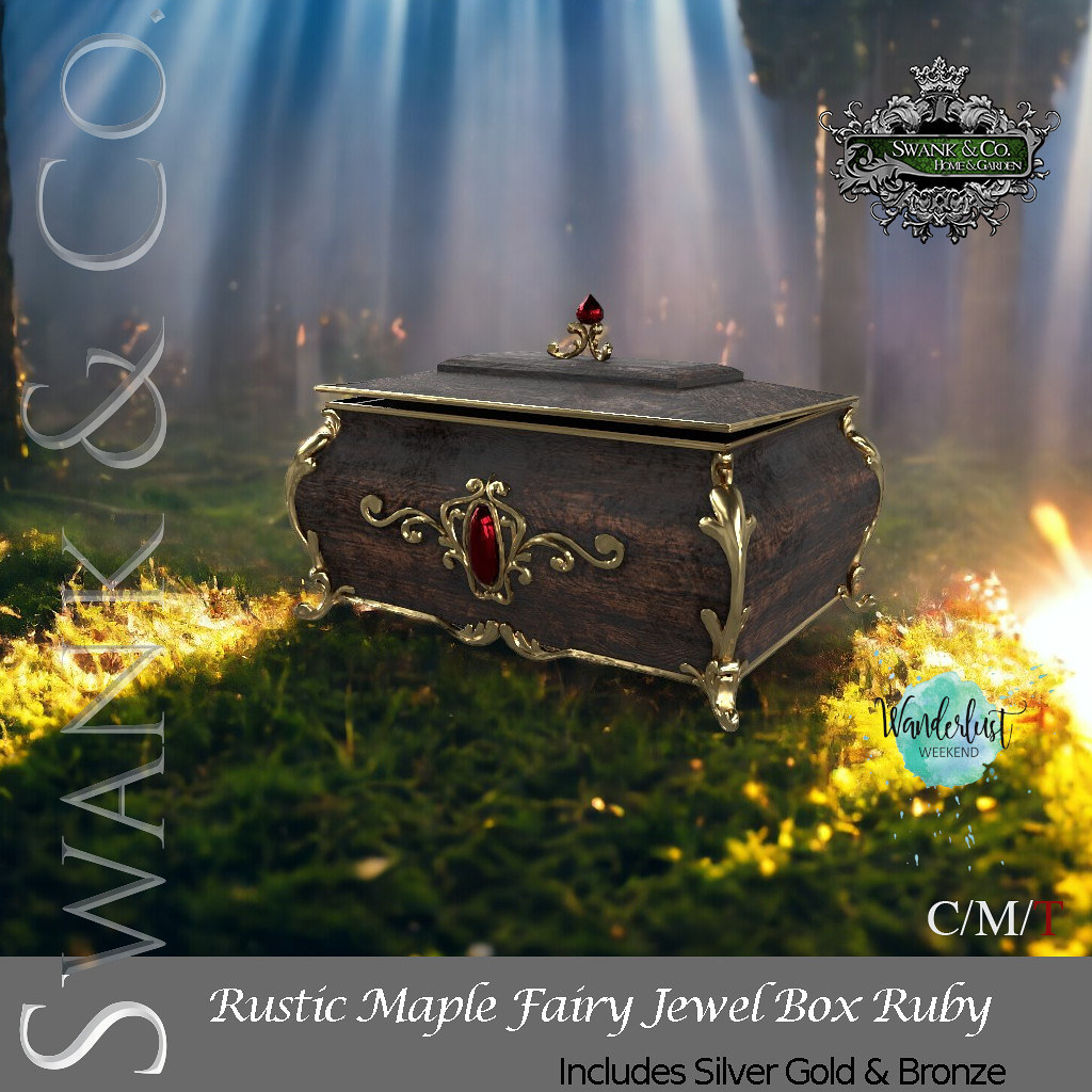 swank & Co. Rustic Maple Fairy Jewel Box Ruby WL