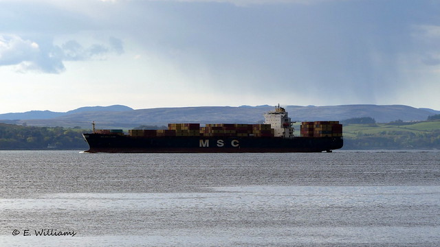 MSC Maria Clara (container ship) passing Cumbrae and Bute