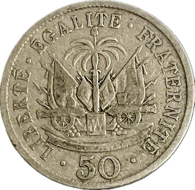 🇭🇹 50 Centimes - 0.50 HTG - General Pierre Nord-Alexis - RÉPUBLIQUE D'HAÏTI - 1907 - Coat of Arms - LIBERTÉ · ÉGALITÉ · FRATERNITÉ - 50 - 1907