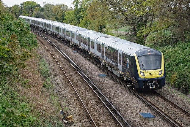 24-106  SWR Class 701 No. 701-058 on the 11.15 Waterloo to Staines Up Loop via Poole test working