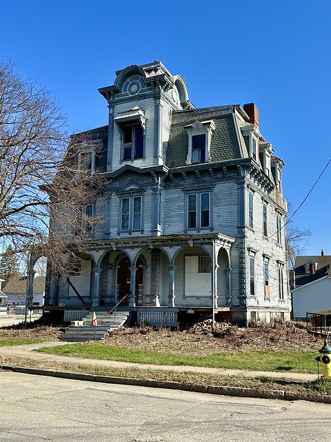 Charles Jordan House. 63 Academy Street. Auburn, Maine. Built in 1880 using the Second Empire Style. Added to the National Register of Historic Places in 1974.