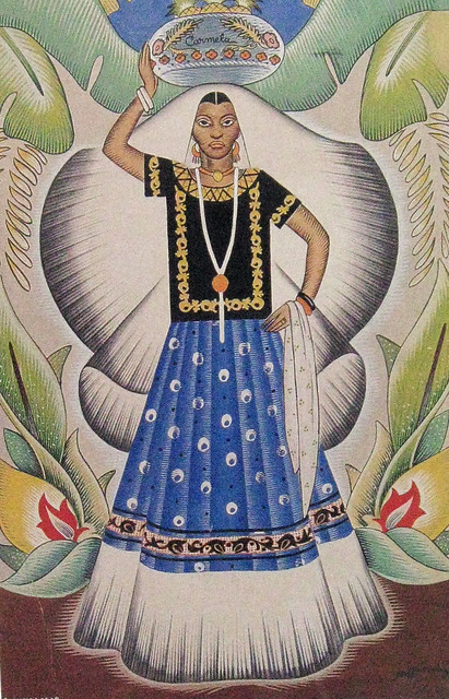 Tehuana Zapotec Woman Mujer Oaxaca Mexico Vintage Art