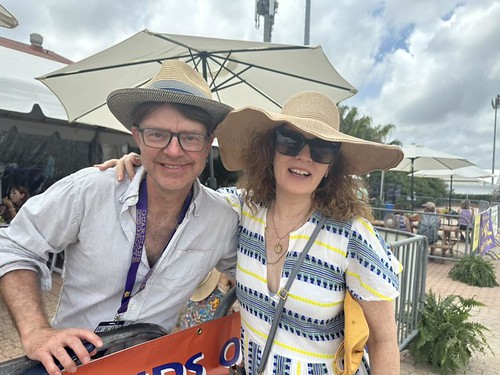 In the WWOZ Hospitality Tent at Jazz Fest 2024. Photo by Beth Arroyo Utterback.