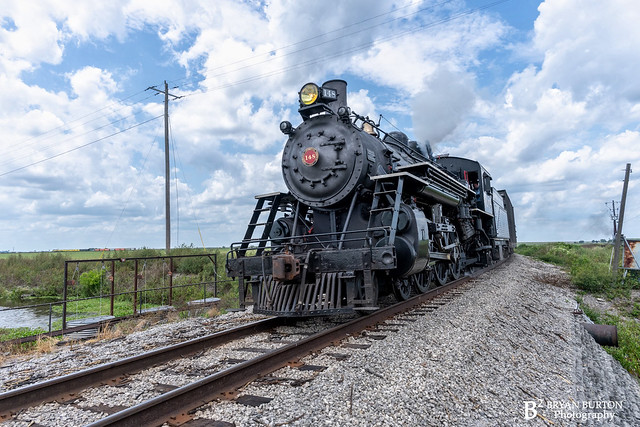 Florida East Coast 148 (U.S. Sugar 148, Pacific type 4-6-2) at Liberty Point during the US Sugar Express Photo Charter. 04/2024