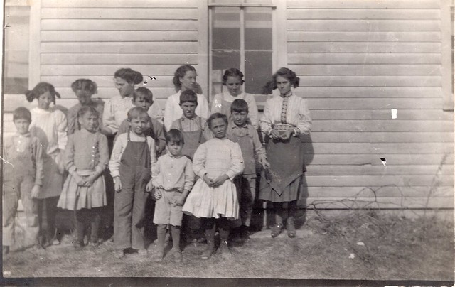 RPPC_School Class Photo_small class of students standing outside of the school house