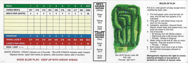 An Alberta, Canada Golf Scorecard