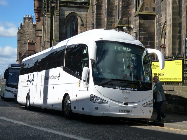 Shaw of Carnforth, The Travellers Choice, Irizar i6 Integral YT23HXY, new in May 2023, at Johnston Terrace, Edinburgh, on 16 April 2024.