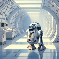 DALL-E 3 Star Wars R2-D2 Space Corridor